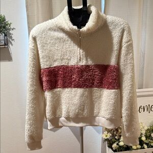 Cozy Cream and Pink Fleece Jacket